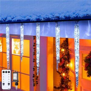 Icicle Lights Outdoor 29.42ft w/ Remote 20 Tubes 100 LED Icicle Christmas Lights